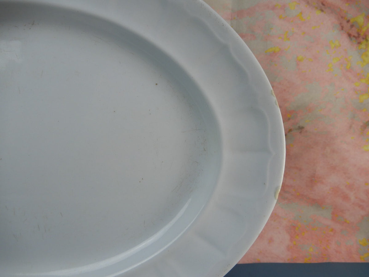 White Ironstone Oval Platter J. Edwards President Shape Burslem England, c. 1856