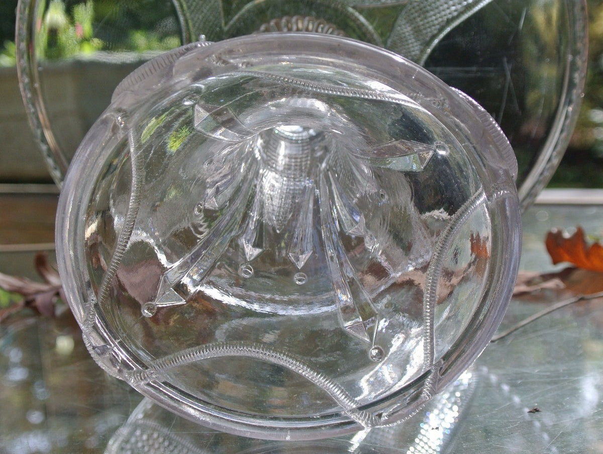 Antique Curtain Tie Back Cake Stand Early American Pattern Glass Adams & Co~B