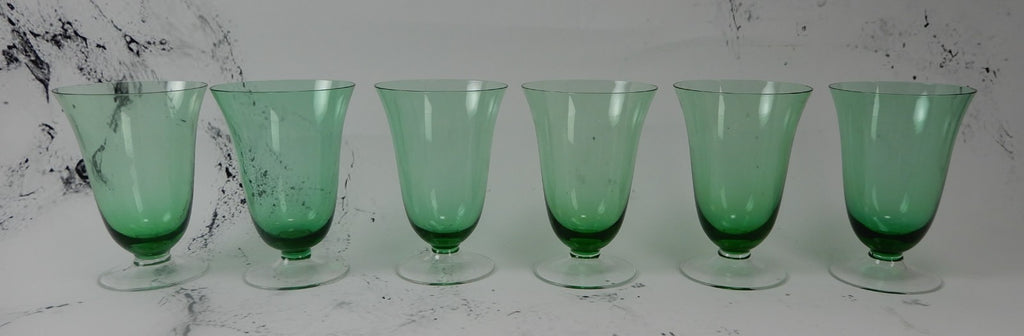 Set of 6 Emerald Green Glass 5" Parfait Glasses Hold 11 Fluid Ounces