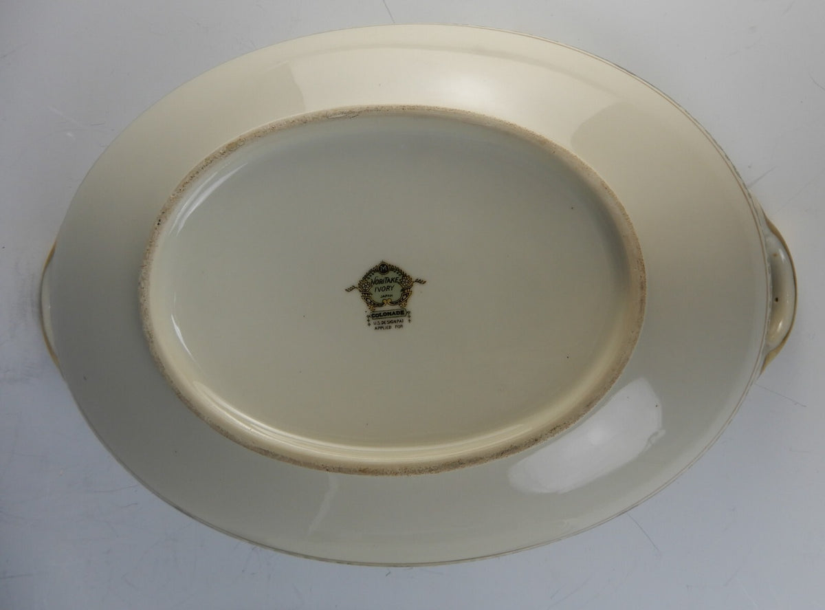 Vintage 1920 Noritake China Ivory "Colonade" Oval Vegetable Serving Bowl