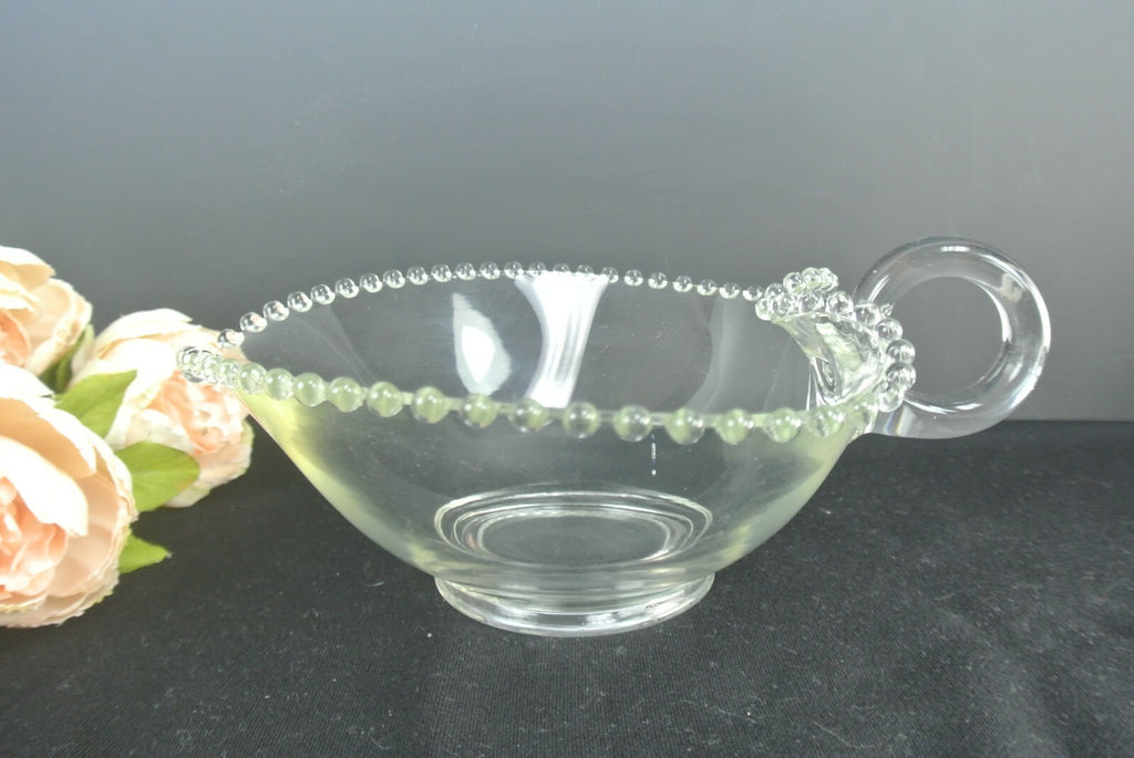 Vtg Imperial Candlewick Hobnail Rimmed Heart Shaped Bowl W/ Handle USA