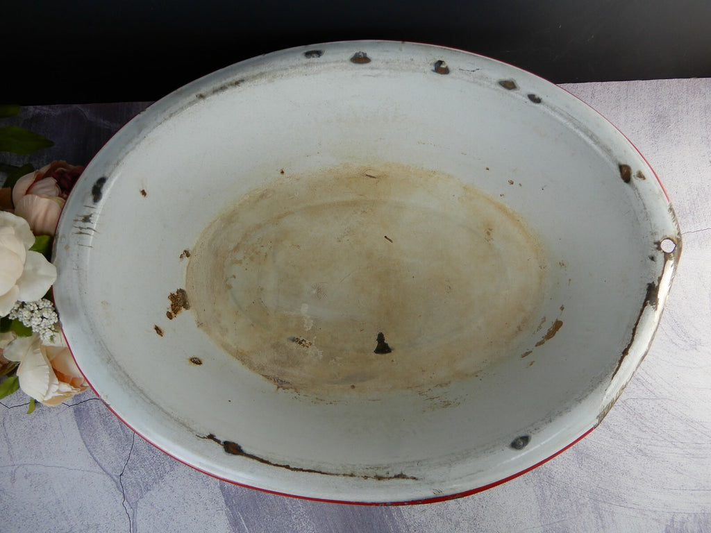 Enamelware Enamel Wash Basin Farmhouse Decor Flower Planter