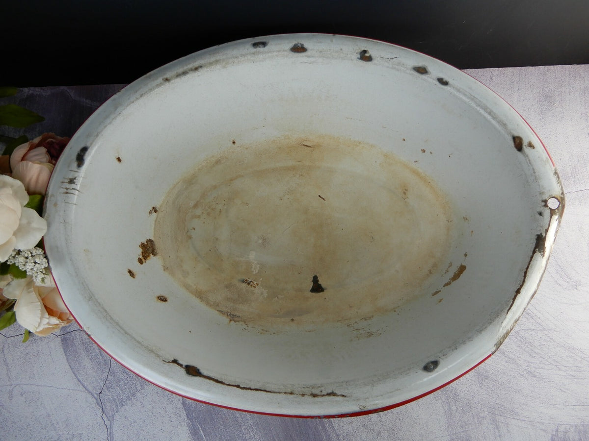 Enamelware Enamel Wash Basin Farmhouse Decor Flower Planter
