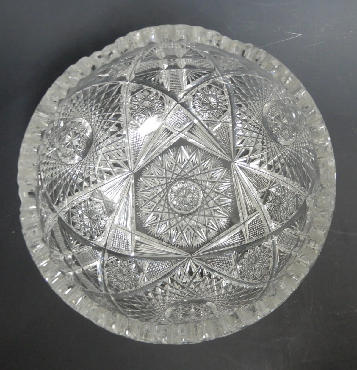 Antique American Brilliant ABP Heavy Crystal Cut Glass 7-1/2" Bowl