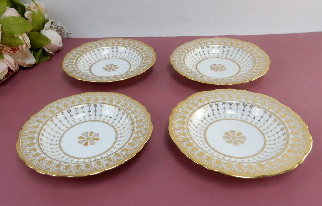 4 Antique Cauldon England 6-7/8"Dessert Bowls Gold for Rich-Briggs.Co Boston