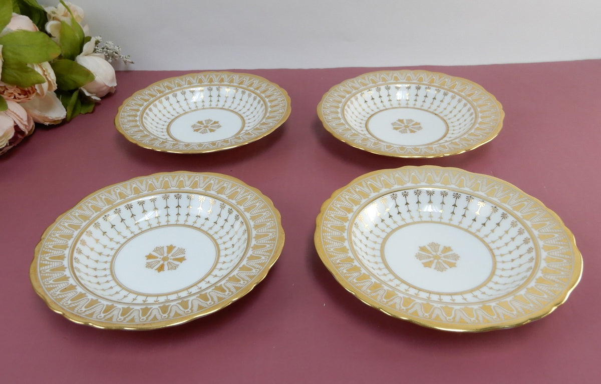 4 Antique Cauldon England 6-7/8"Dessert Bowls Gold for Rich-Briggs.Co Boston