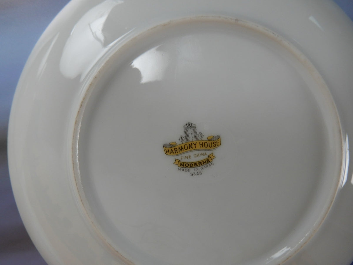 Set of Six Harmony House Moderne 6 1/4" Bread & Butter Plates White Silver Japan