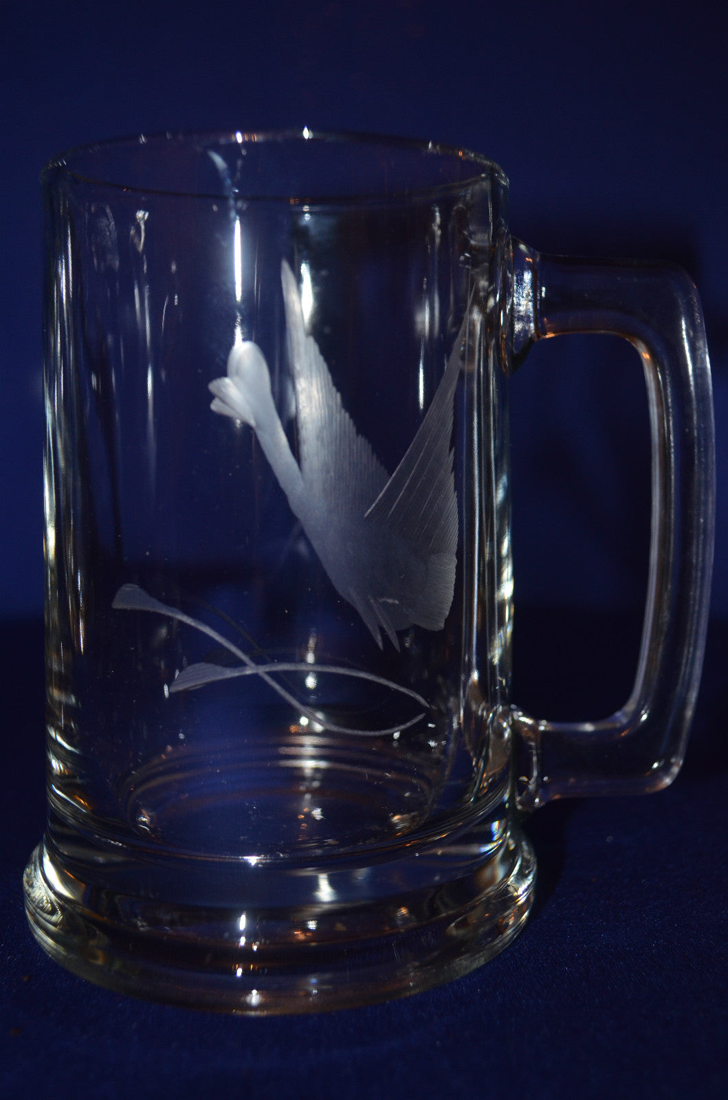 4 Piece Set Javit Hand Cut Crystal Mug's With A Picture Of A Satin Goose 5-1/4"