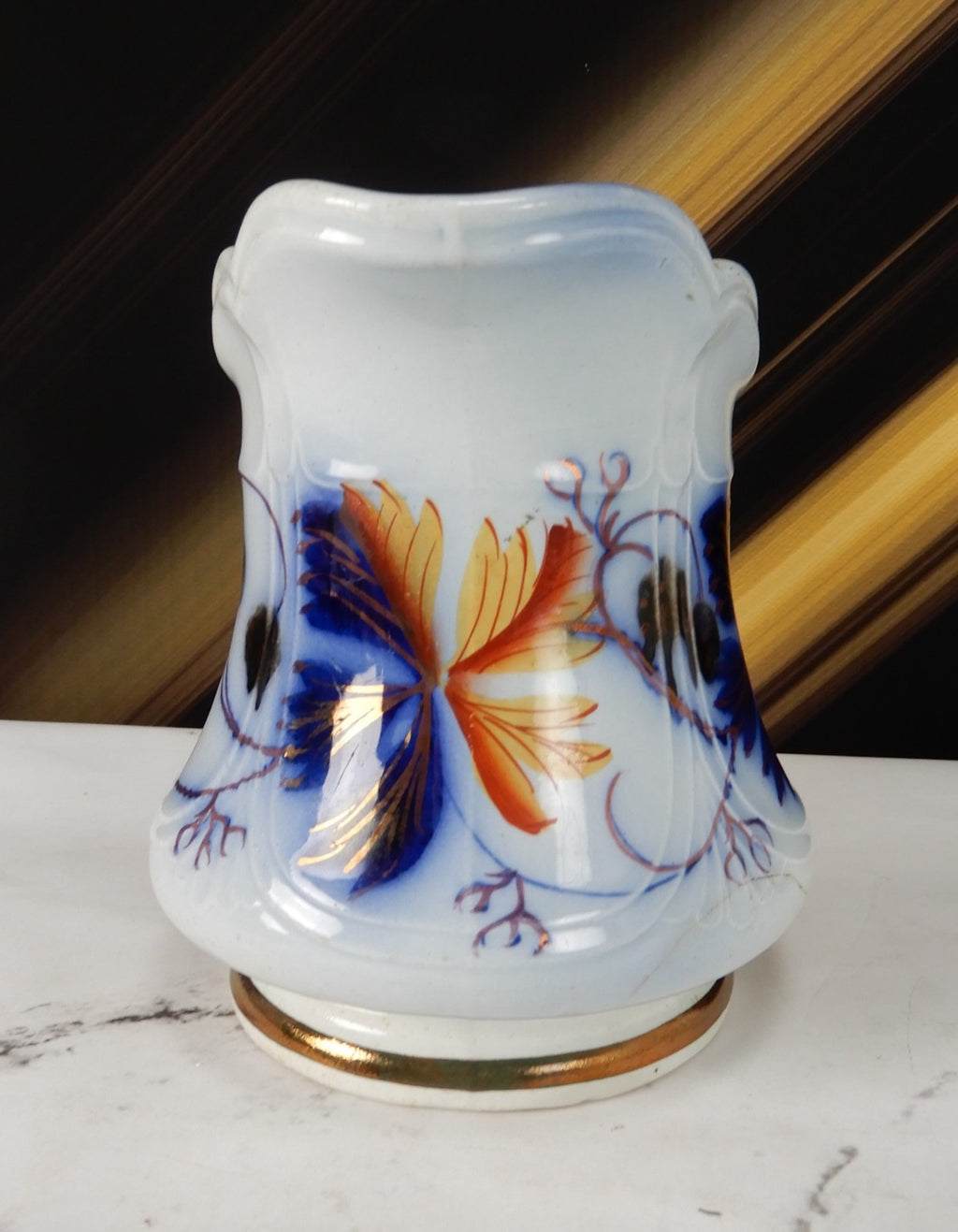 1856 Edward Walley Niagara Shape Flow Blue,Leaves & Berries Ironstone Creamer