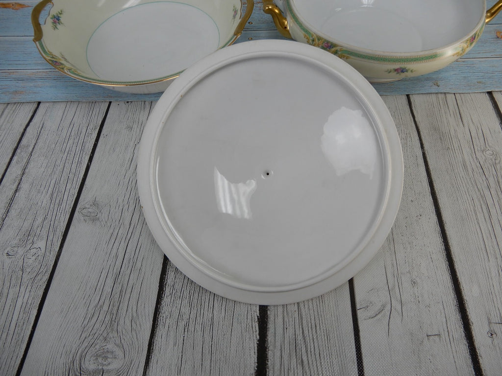 Noritake Floral Bouquet "Plaza" Round Serving Bowl and Lidded Serving Bowl