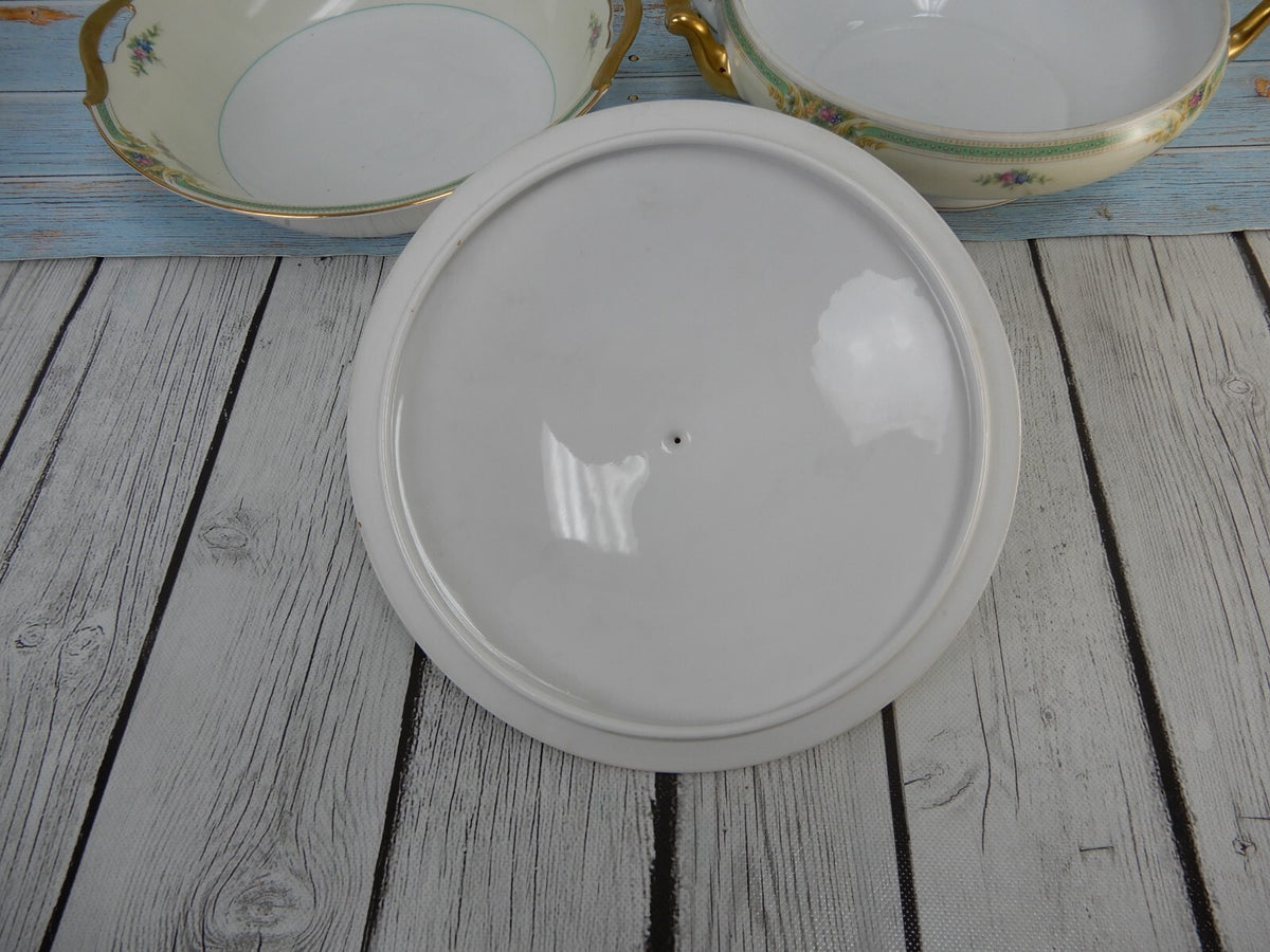 Noritake Floral Bouquet "Plaza" Round Serving Bowl and Lidded Serving Bowl