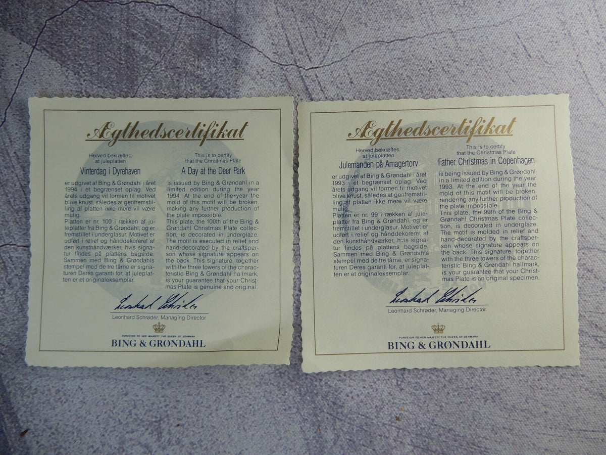 Set Of 4 Bing & Grondahl 1993-94 & 96-97 Annual Christmas Decorative Plates