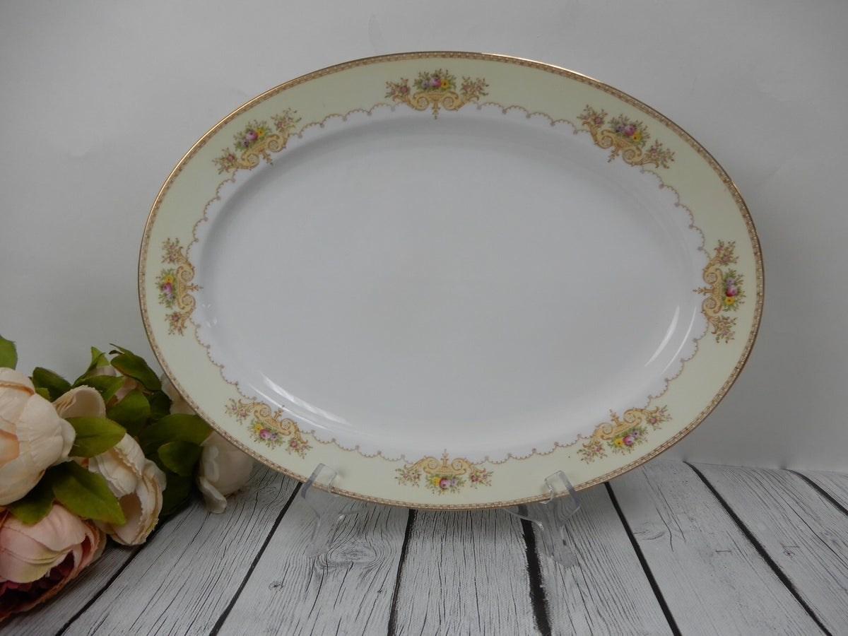 Vintage Meito NSP Fine China Set of 16-1/8" Platter and Oval Serving Bowl