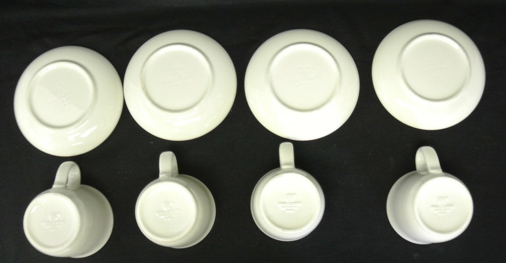 Pfaltzgraff USA Northwinds 4 Cups and Saucers. White & Blue Design. Kitchen