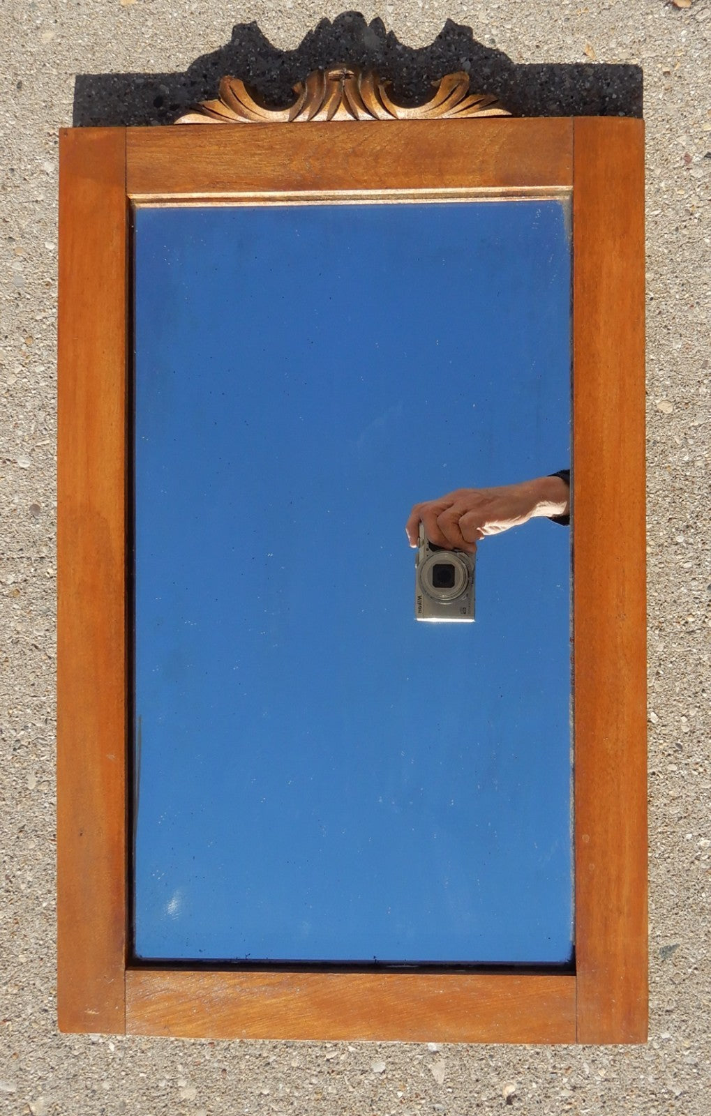 Vintage Carved Wood Wall Mirror Colonial Style 20-3/4"