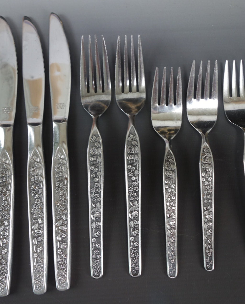 22 Piece of NASCO Sevita Repousse Floral Stainless Steel Made in Japan