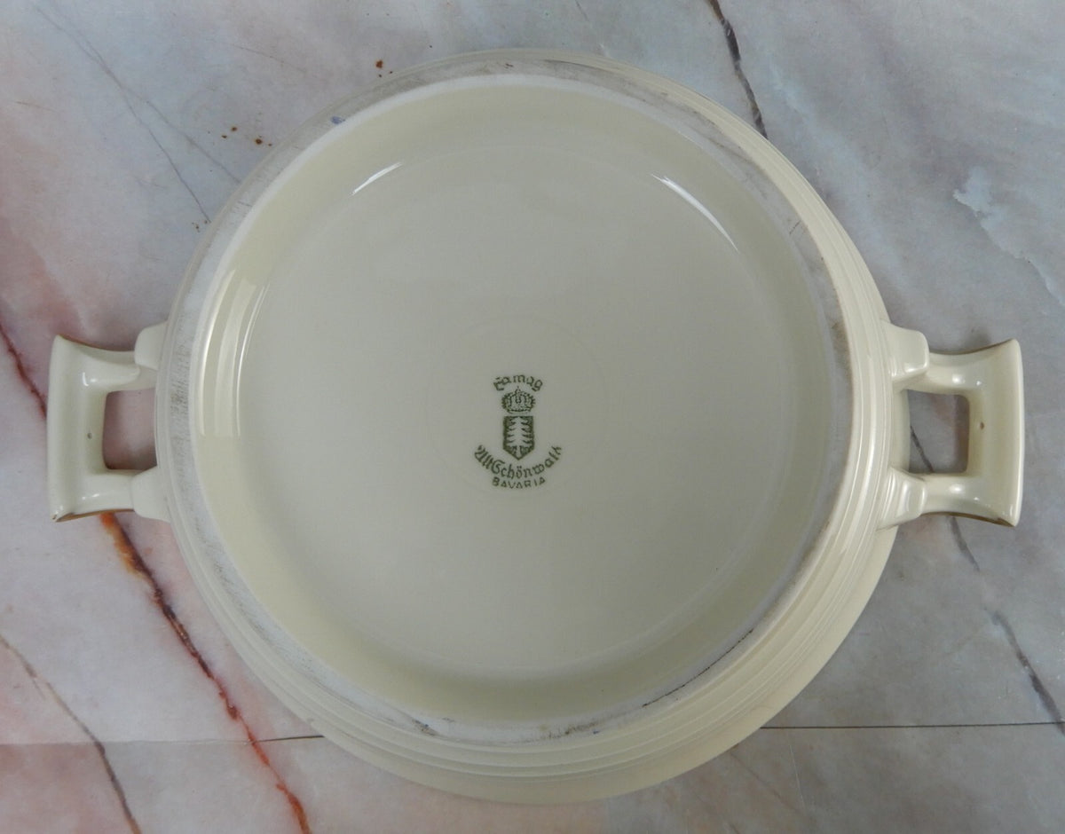 Vintage Eamag Schönwald Bavaria Gold and Cobalt Blue Rim Round Serving Bowl