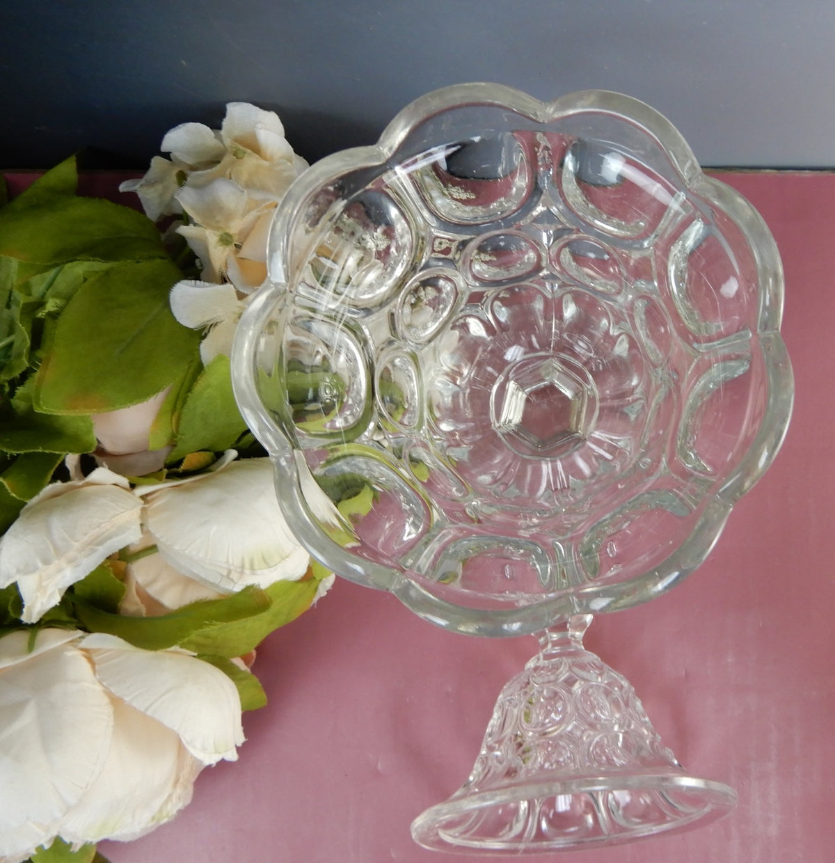 Vintage "Excelsior Pattern" American Flint Glass Sugar Bowl