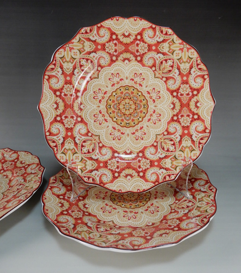 Set of Three 222 Fifth PTS International "Lyria Saffron" Pattern 8-5/8"  Plates