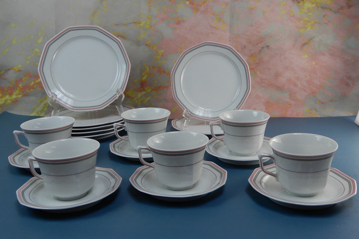 19 Piece Winterling Marktleuthen Bavaria Decor Spülmaschinenfest W/Stripes