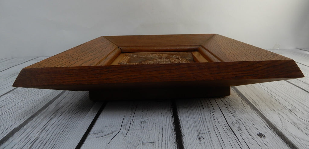 Vtg. Hand Carving of an Old Town Wall Decoration Frame Wall Plaque Signed E.Rott