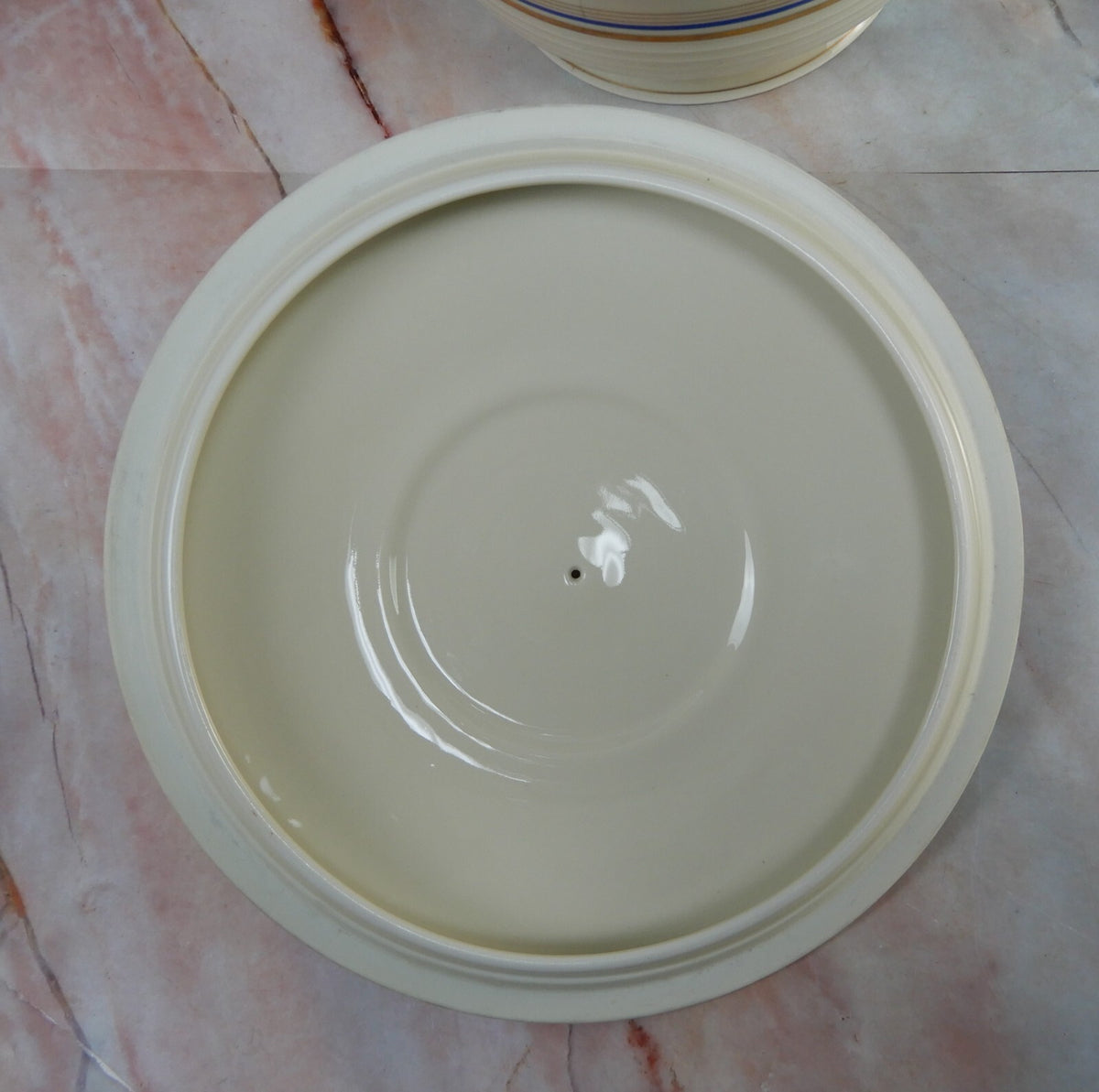 Vintage Eamag Schönwald Bavaria Gold and Cobalt Blue Rim Round Serving Bowl