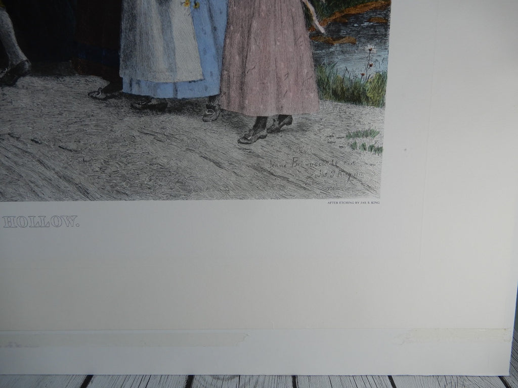 Sunday Morning in Sleepy Hollow Hand-Colored Lithograph,Sheet Unframed 39" X 28"