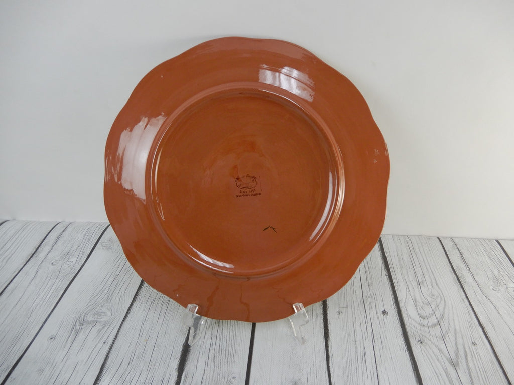 Vintage 12-1/4" Round Cake Plate Hand Painted STANGL "Sculptured Fruit" Pattern