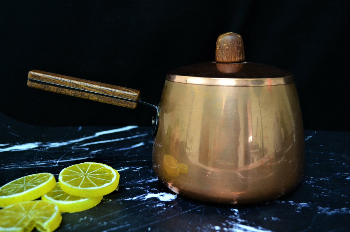 Vintage Brown Copper Fondue Pot, Farmhouse Kitchen Décor - Sigg Switzerland