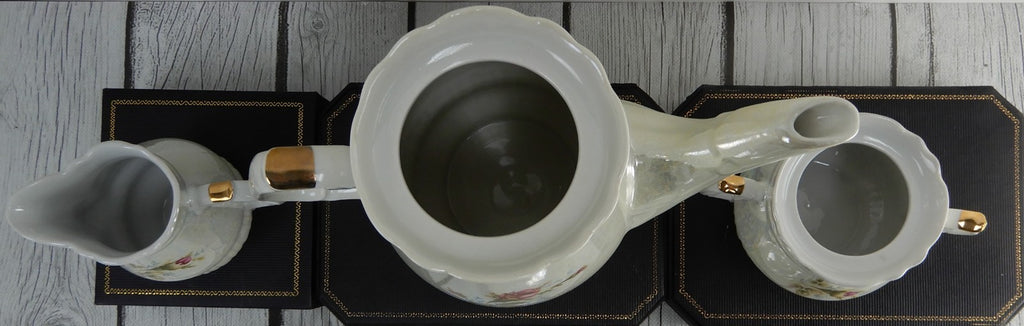 Vintage Iridescent Wloclawek Porcelain 13 Piece Tea Service Poland Set