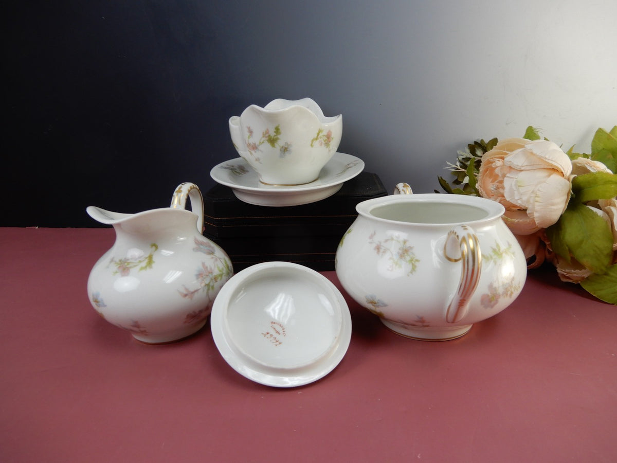 Vintage Haviland Limoges Schleiger 79,Gravy Boat,Sugar Bowl & Creamer