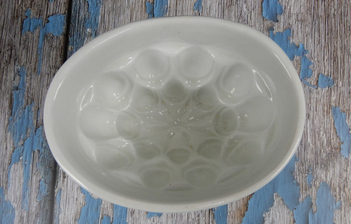 Antique Ironstone Early 1900s Pudding Jelly Mold Farmhouse Kitchen