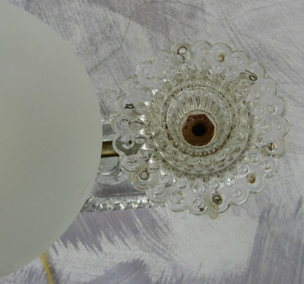 Vintage Two Arm Candle Holder Electric Table Lamp With Hanging Crystals B