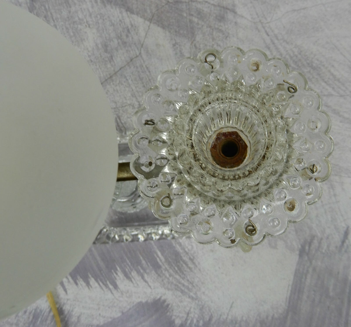 Vintage Two Arm Candle Holder Electric Table Lamp With Hanging Crystals B