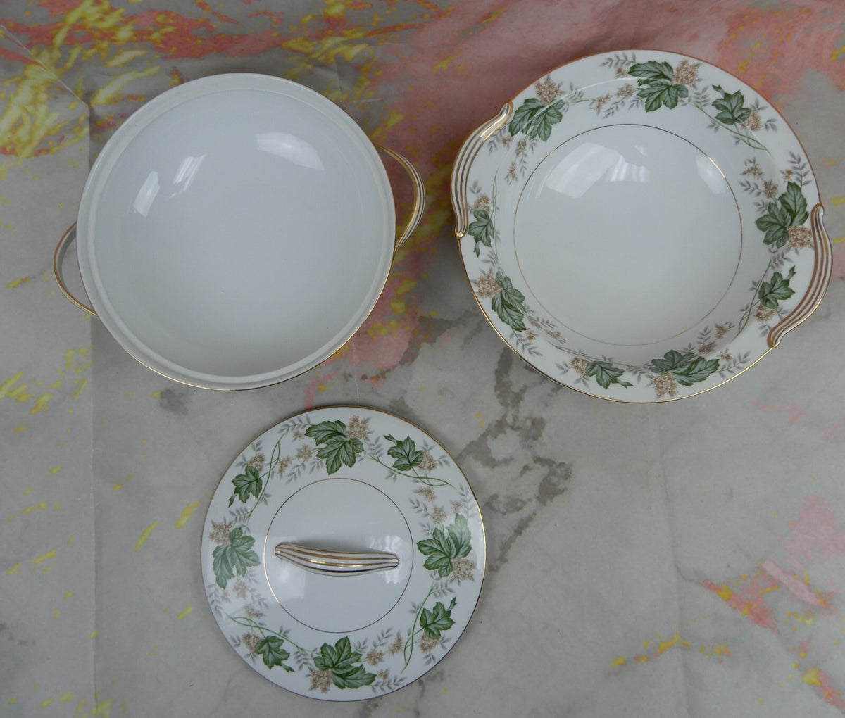 Vintage Noritake "Daphne" Vegetable Serving Bowl &Covered Vegetable Serving Bowl