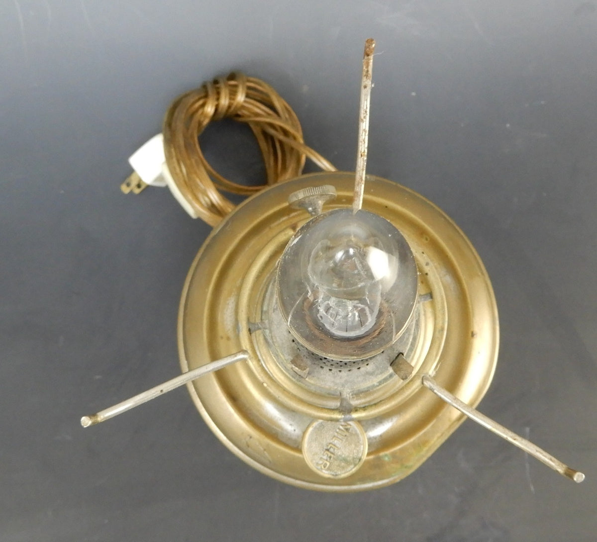 Antique 1800's Edward Miller Nickel Victorian Oil GWTW Lamp Converted Electric