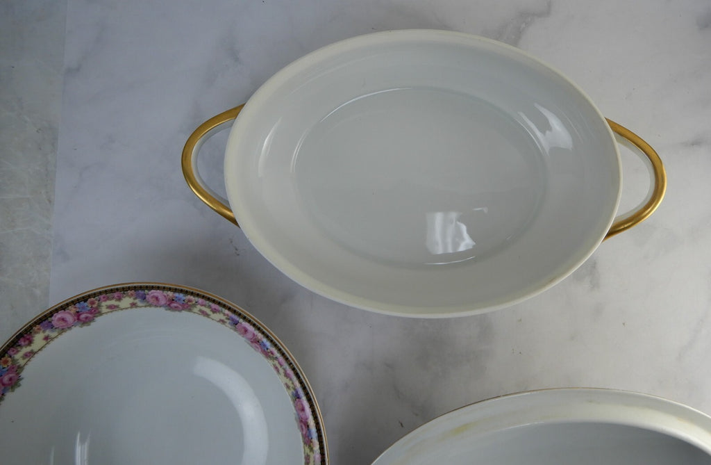 Vintage Edelstein Bavaria Oval Lidded Serving Bowl and Round Serving Bowl