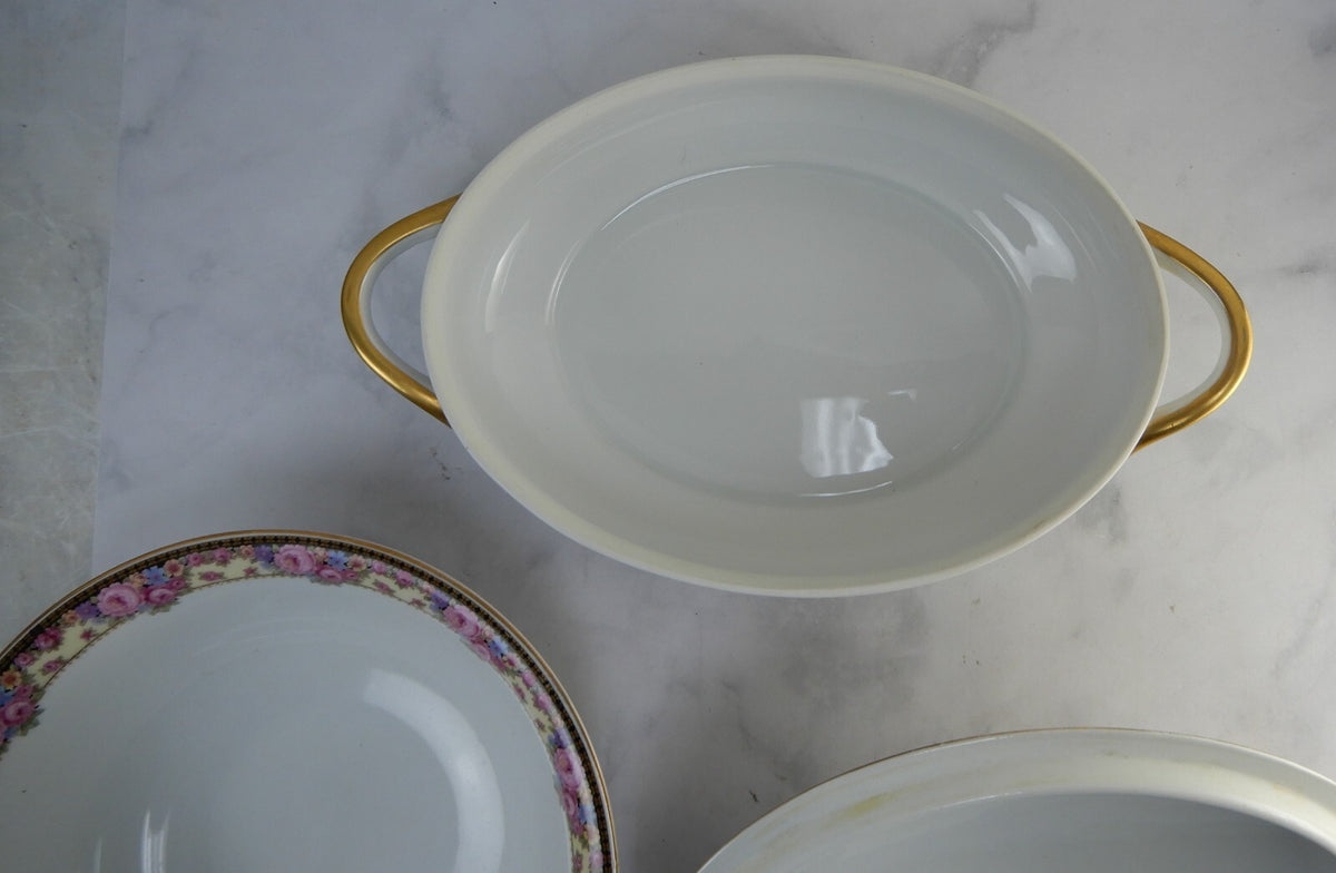Vintage Edelstein Bavaria Oval Lidded Serving Bowl and Round Serving Bowl