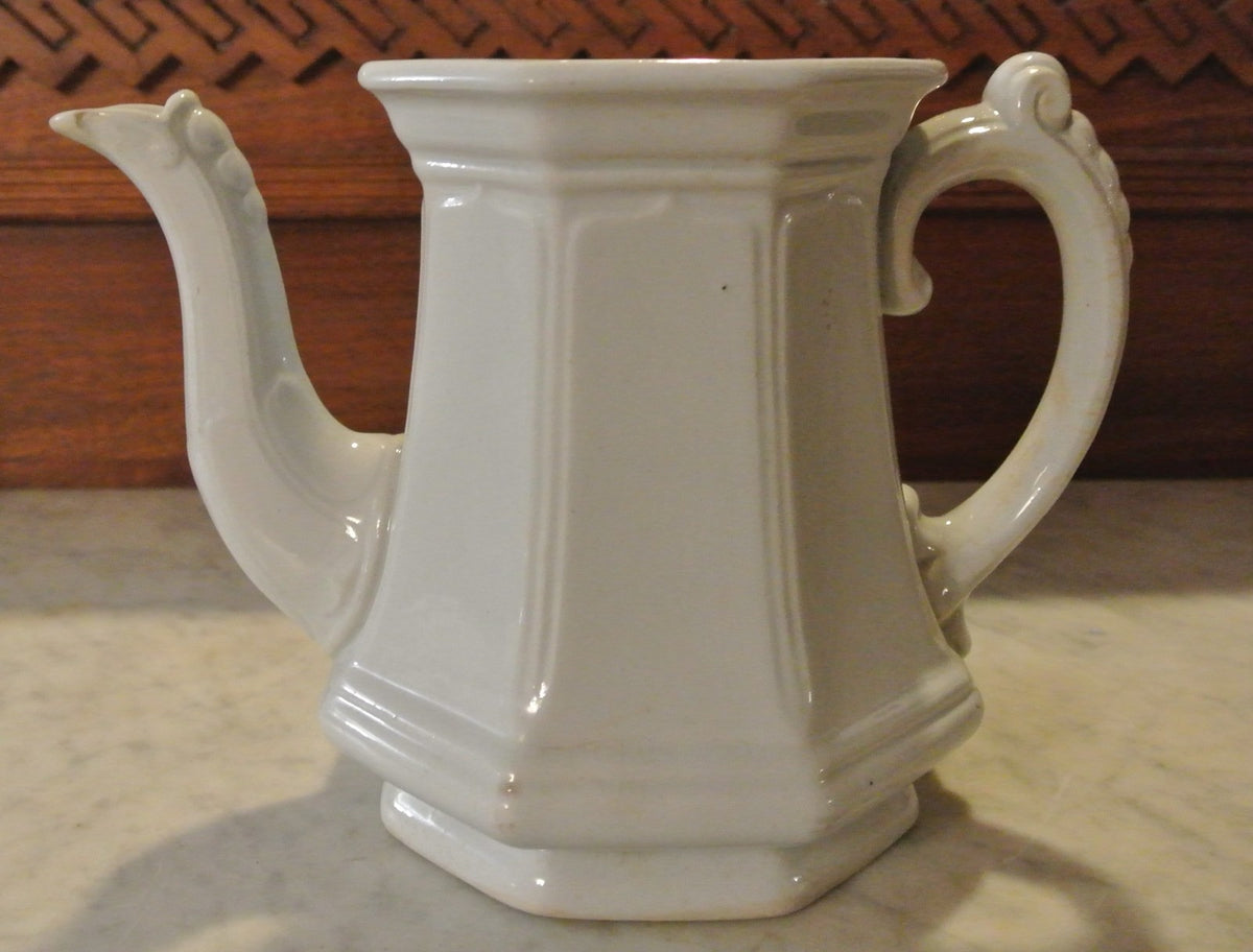 White Ironstone Ridgway Bates & Co Chamber White Ironstone Coffee Pot NO LID
