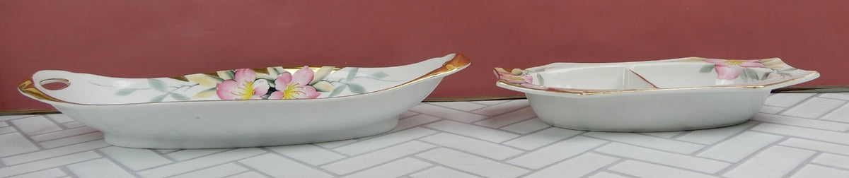 Noritake Azalea China Set Two-Part Divided Relish Dishes and Celery Dish