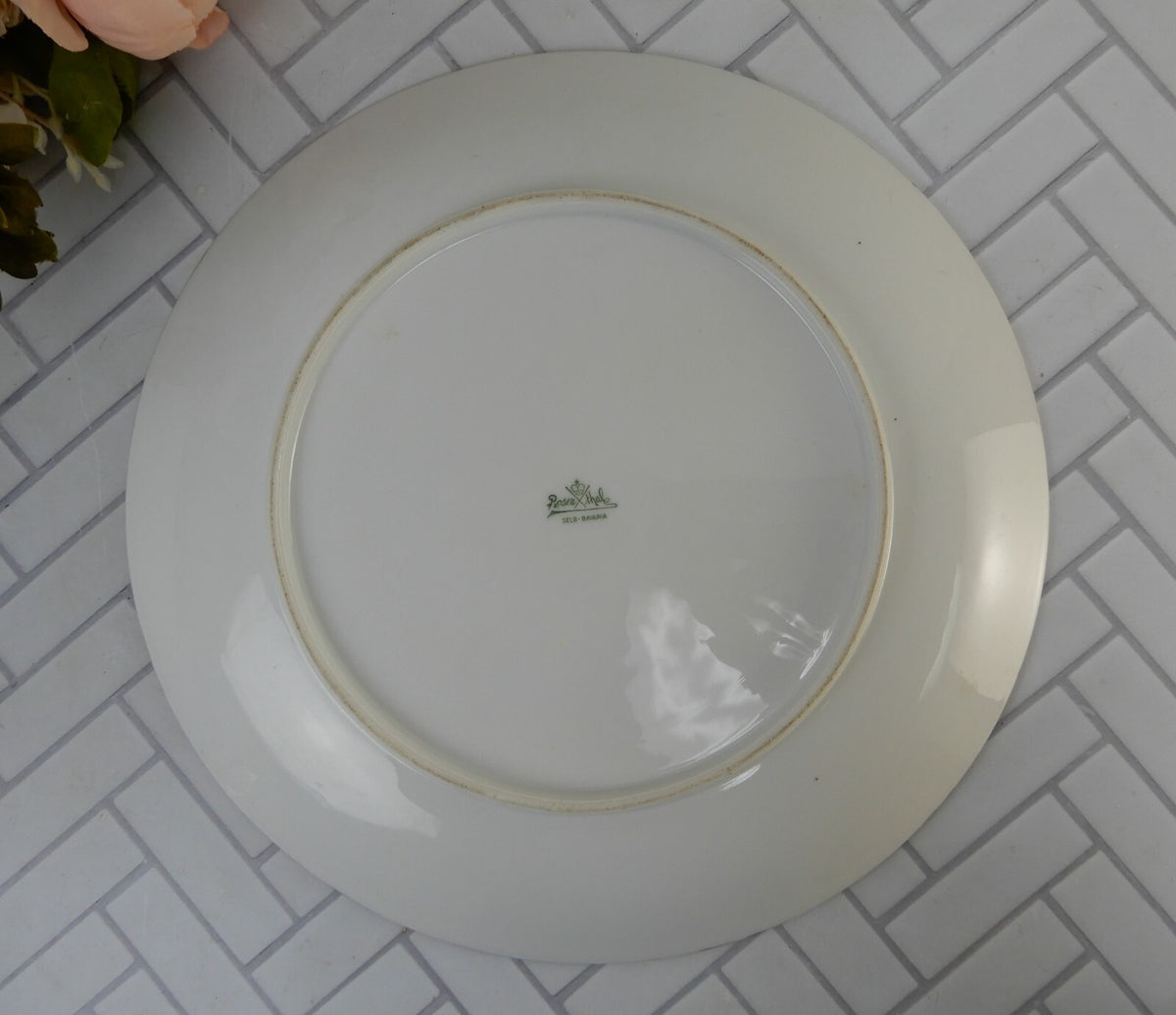 "Rosenthal Self Bavaria" Hand Painted Pink Flowers & Singed 12-3/4" Cake Plate