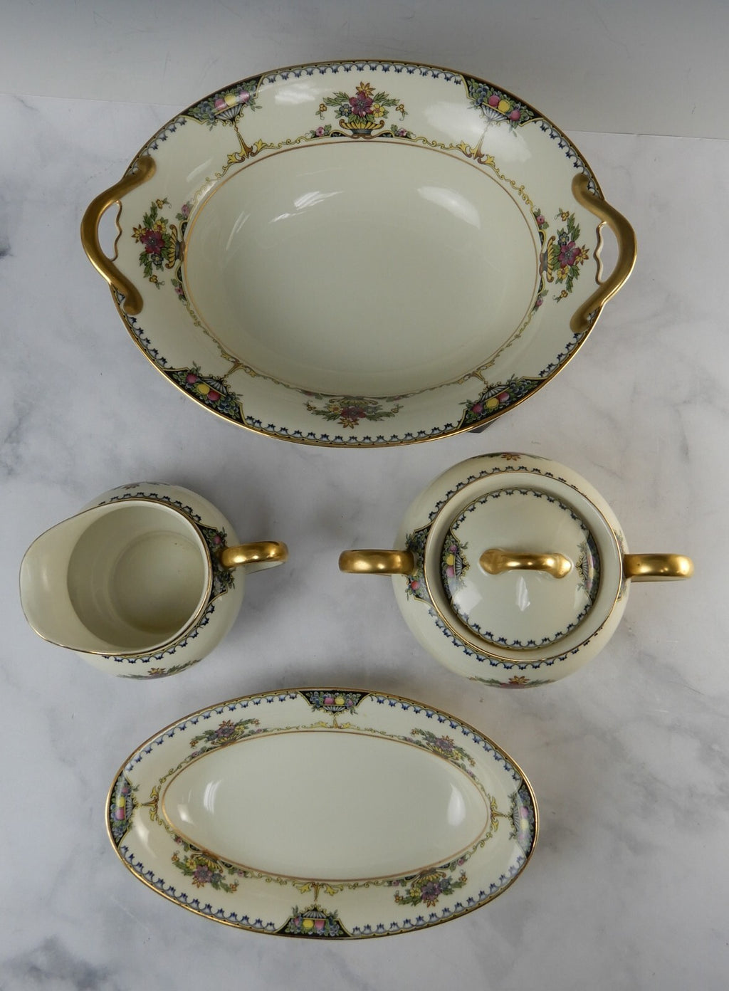Vintage 1920 Noritake China Ivory "Colonade"  Four Piece Serveware Set