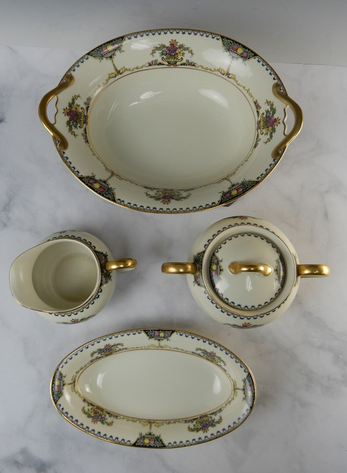 Vintage 1920 Noritake China Ivory "Colonade"  Four Piece Serveware Set