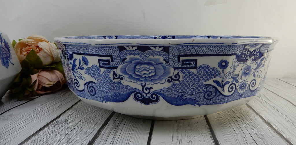 Antique Mason's Ironstone Blue Pheasant Pattern,Wash Bowl & Pitcher Set Ca.1815