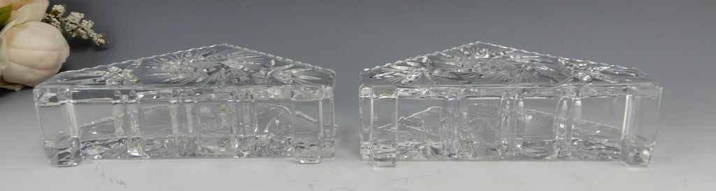 Two Bohemia 24% Lead Napkin Holders Made in Czechoslovakia Hand Cut