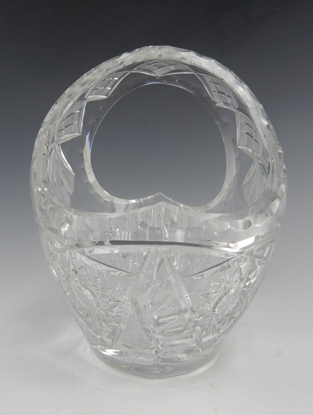 Vintage Heavy Leaded Cut Crystal Cut Glass Basket Bowl 7 lb