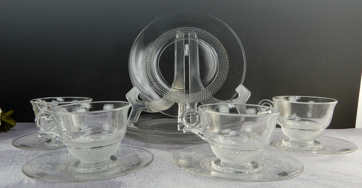16 Piece 4 Place Setting Vintage Duncan & Miller Crystal Teardrop Pattern