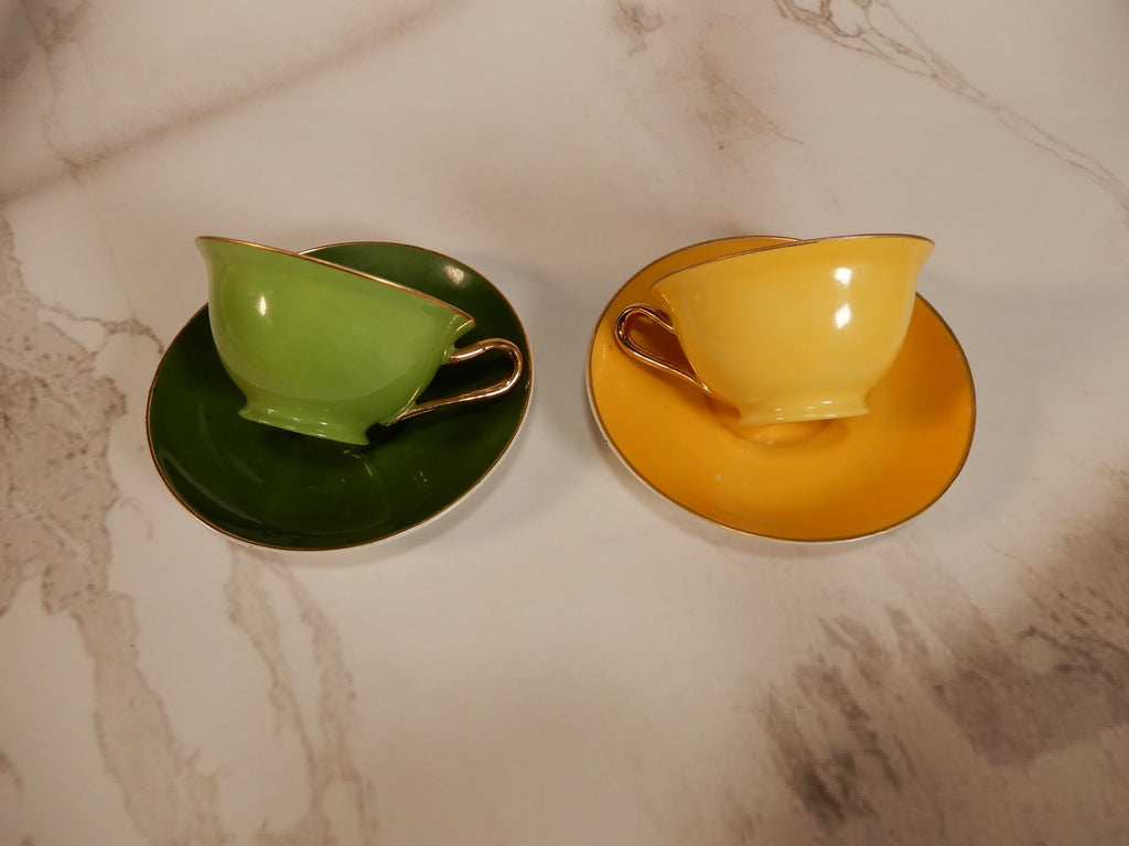 Antique Elbogen Czechoslovakia Set of Five Demitasse Cups and Saucers