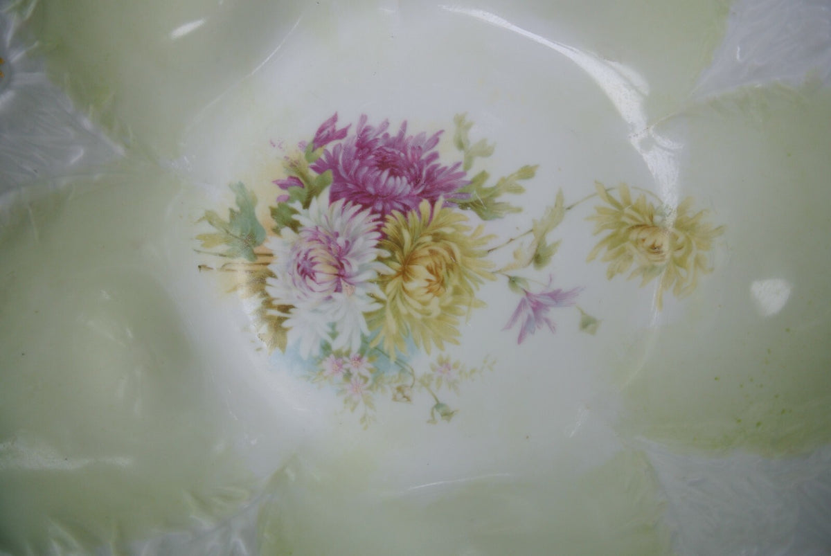 Antique Unmarked RS Prussia Chrysanthemums Porcelain "Bowl" 11" Wide