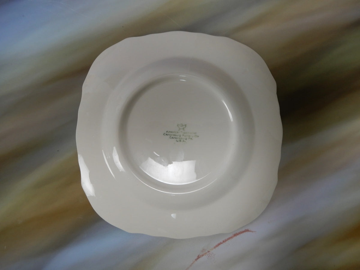 4 Salad Square Plates Canonsburg Pottery American Traditional Made in U.S.A